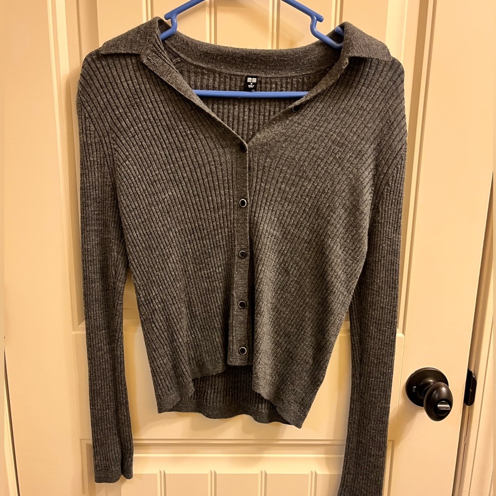 Uniqlo Ribbed Polo Cardigan